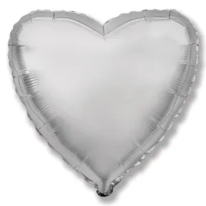 18-inch Silver Heart-Shaped Foil Balloon