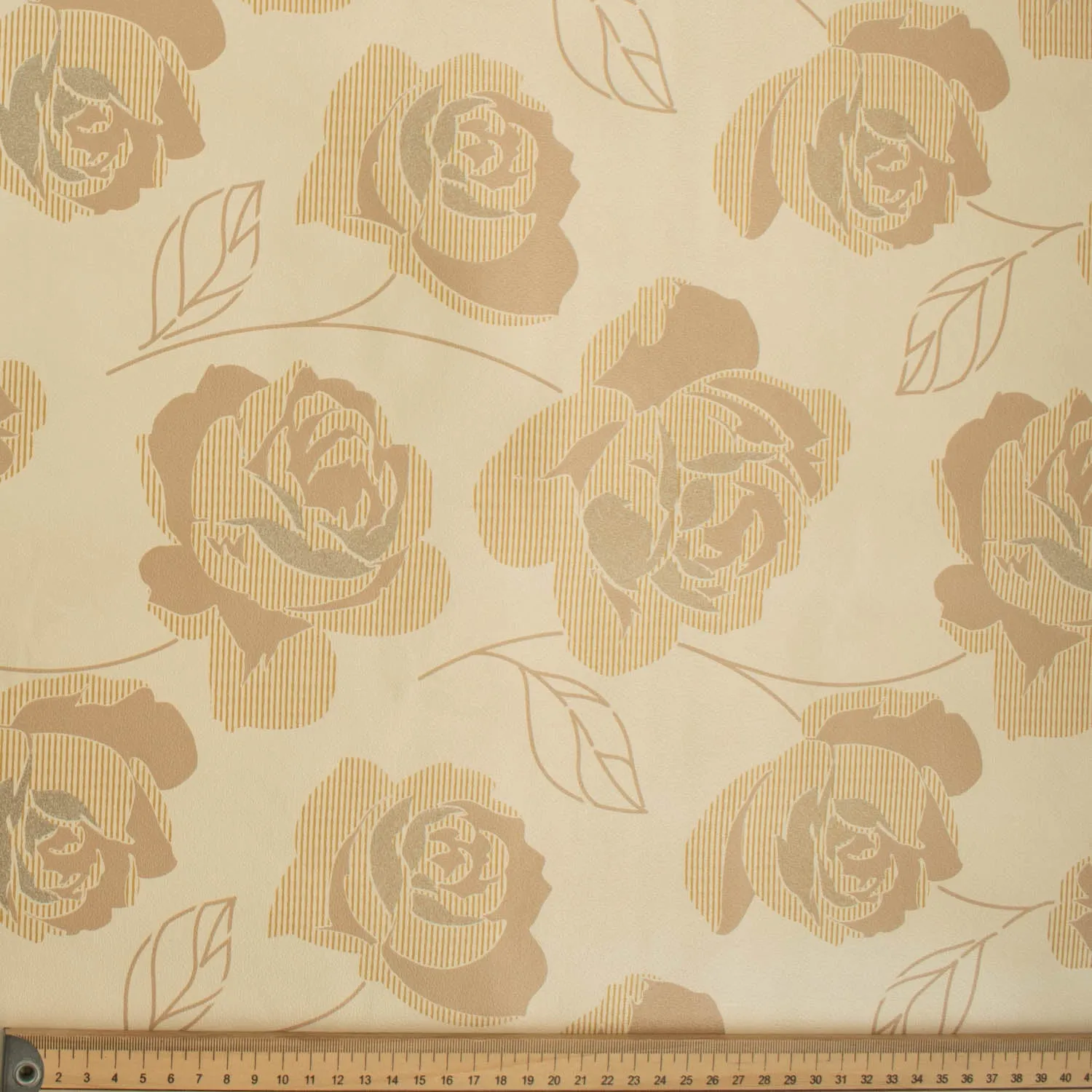 Beige Roses Plastic Tablecloth Fabric