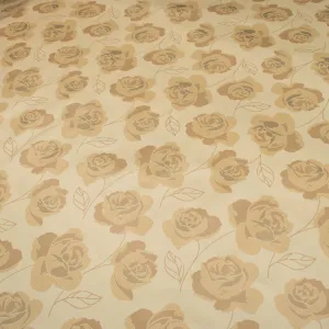 Beige Roses Plastic Tablecloth Fabric