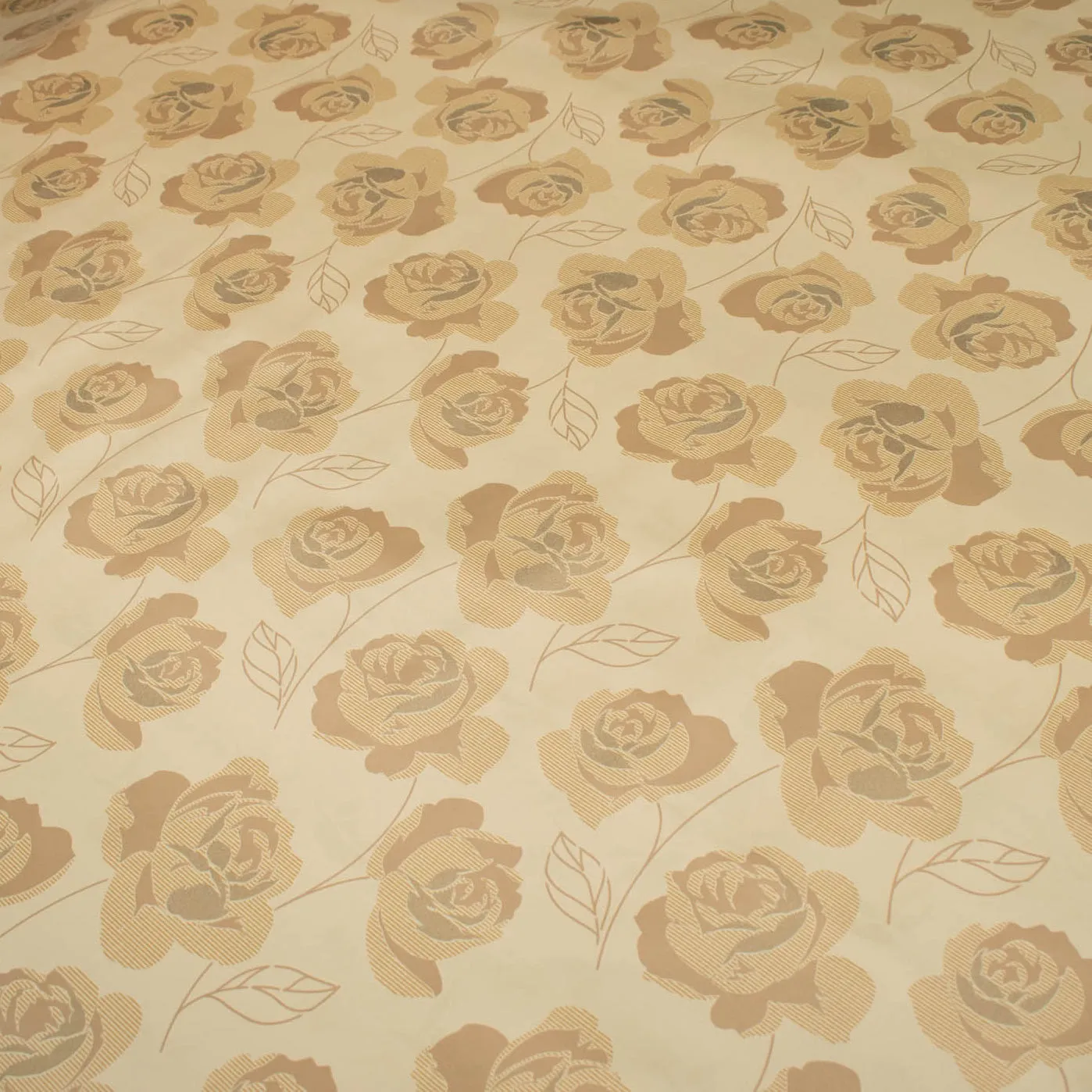 Beige Roses Plastic Tablecloth Fabric