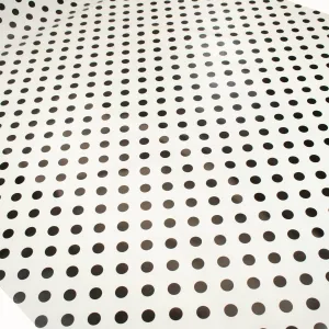 Black Dots on White Plastic Tablecloth Fabric