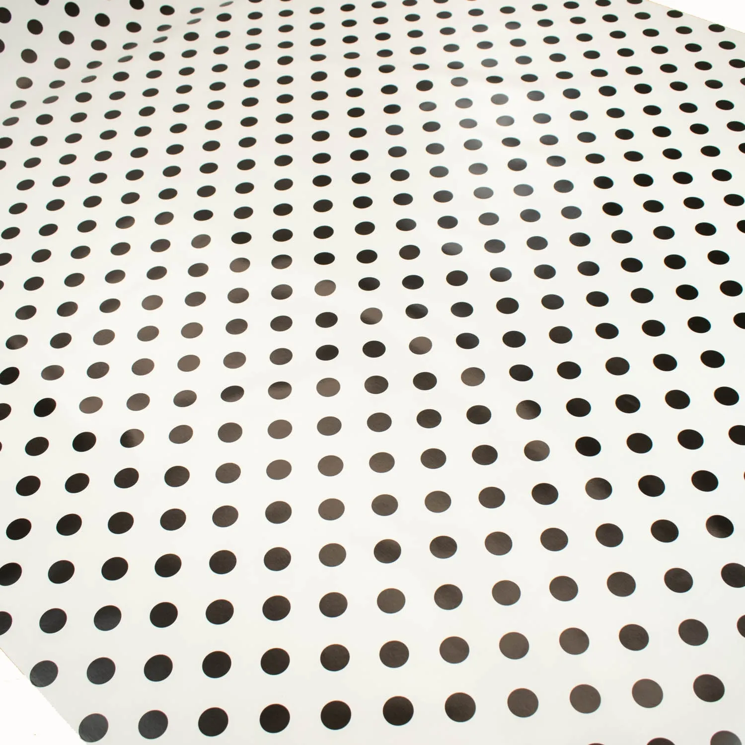 Black Dots on White Plastic Tablecloth Fabric