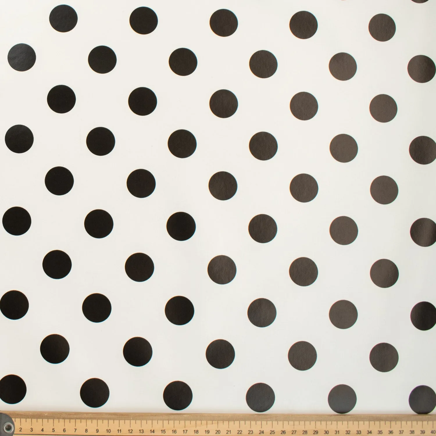 Black Dots on White Plastic Tablecloth Fabric