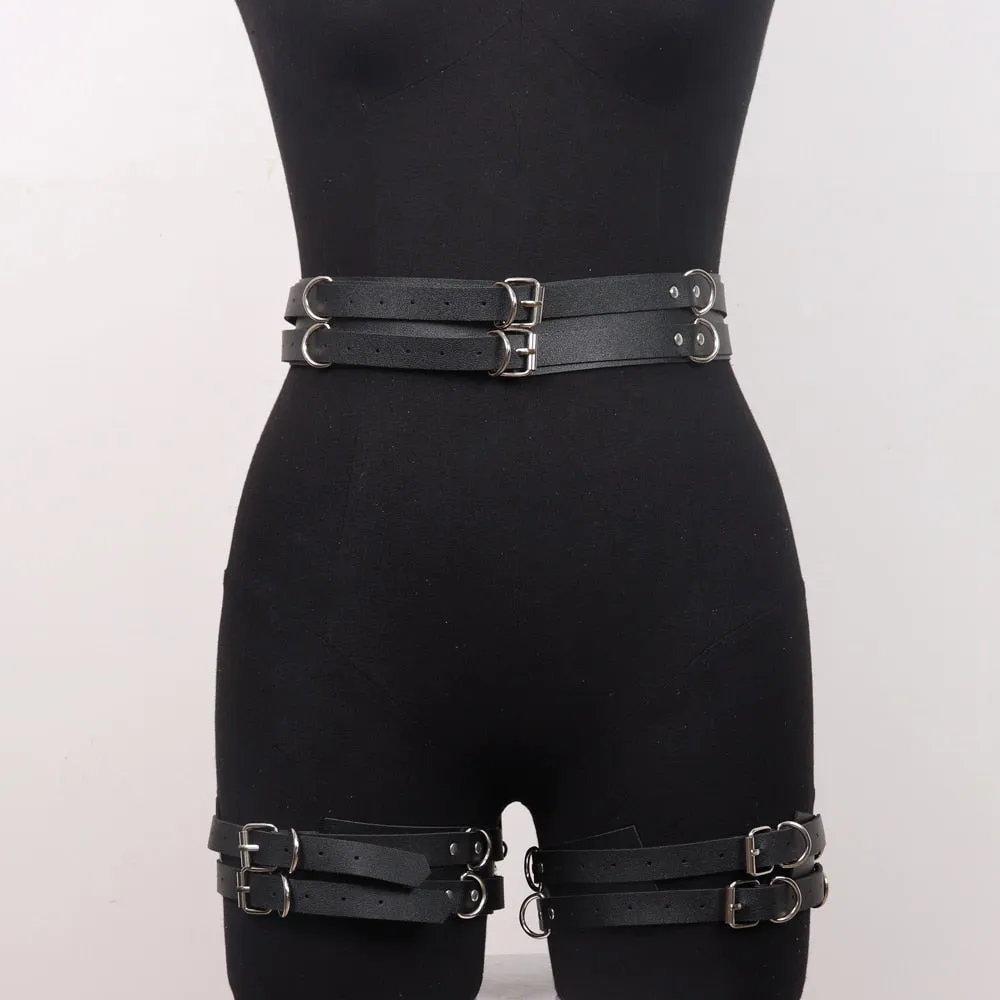 Black PU Leather Alternative Thigh Garter