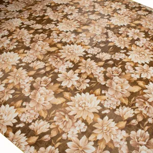 Brown Flower Bloom Plastic Tablecloth Fabric