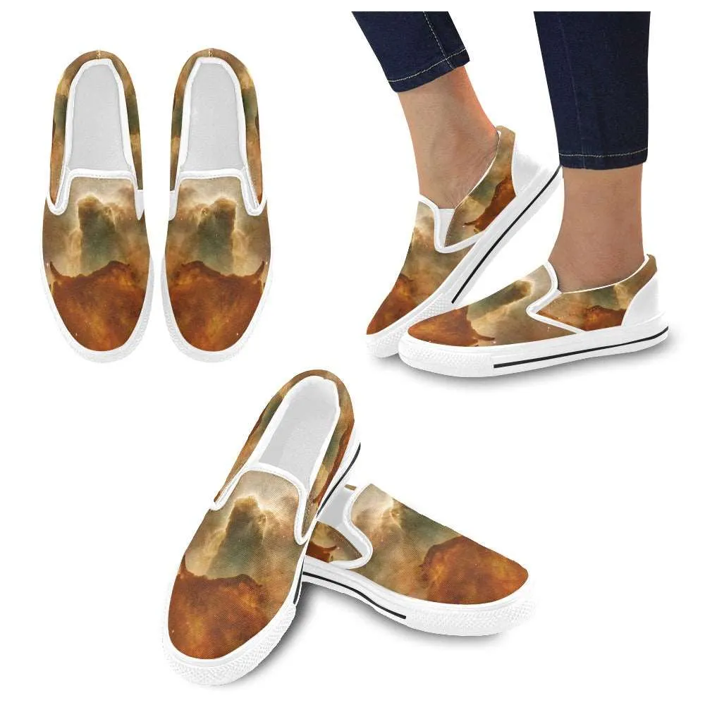 Brown Marble Slip-on Canvas Women's Shoes