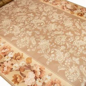 Brown Paisley Flower Plastic Tablecloth Fabric