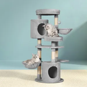 Cat Tree Tower Scratching Post Scratcher Wood Condo House Toys Bed 123cm - Grey