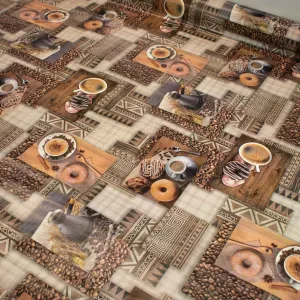 Coffee & Dessert Plastic Tablecloth Fabric