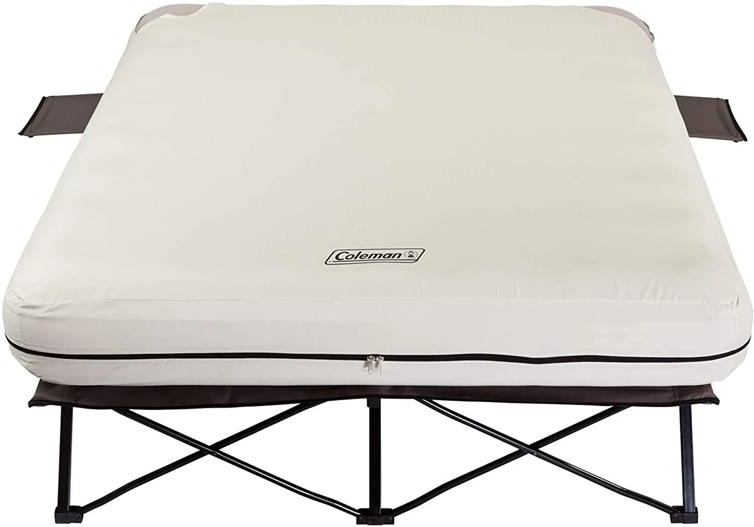 Coleman Camping Cot, Air Mattress, and Pump Combo | Folding Camp Cot and Air Bed with Side Tables and Battery Operated Pump