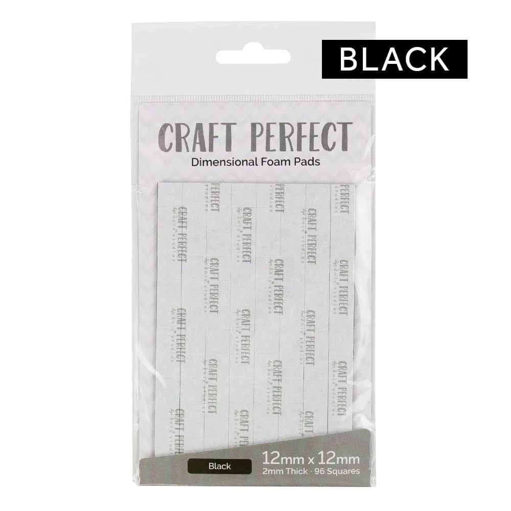 Craft Perfect - Adhesives - Dimensional Foam Pads - Black -  12mm (96 pads)  - 9754e