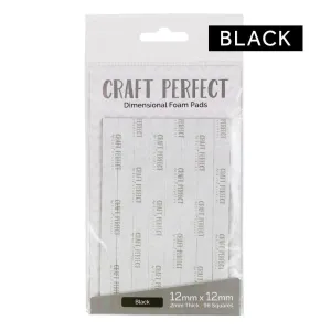 Craft Perfect - Adhesives - Dimensional Foam Pads - Black -  12mm (96 pads)  - 9754e