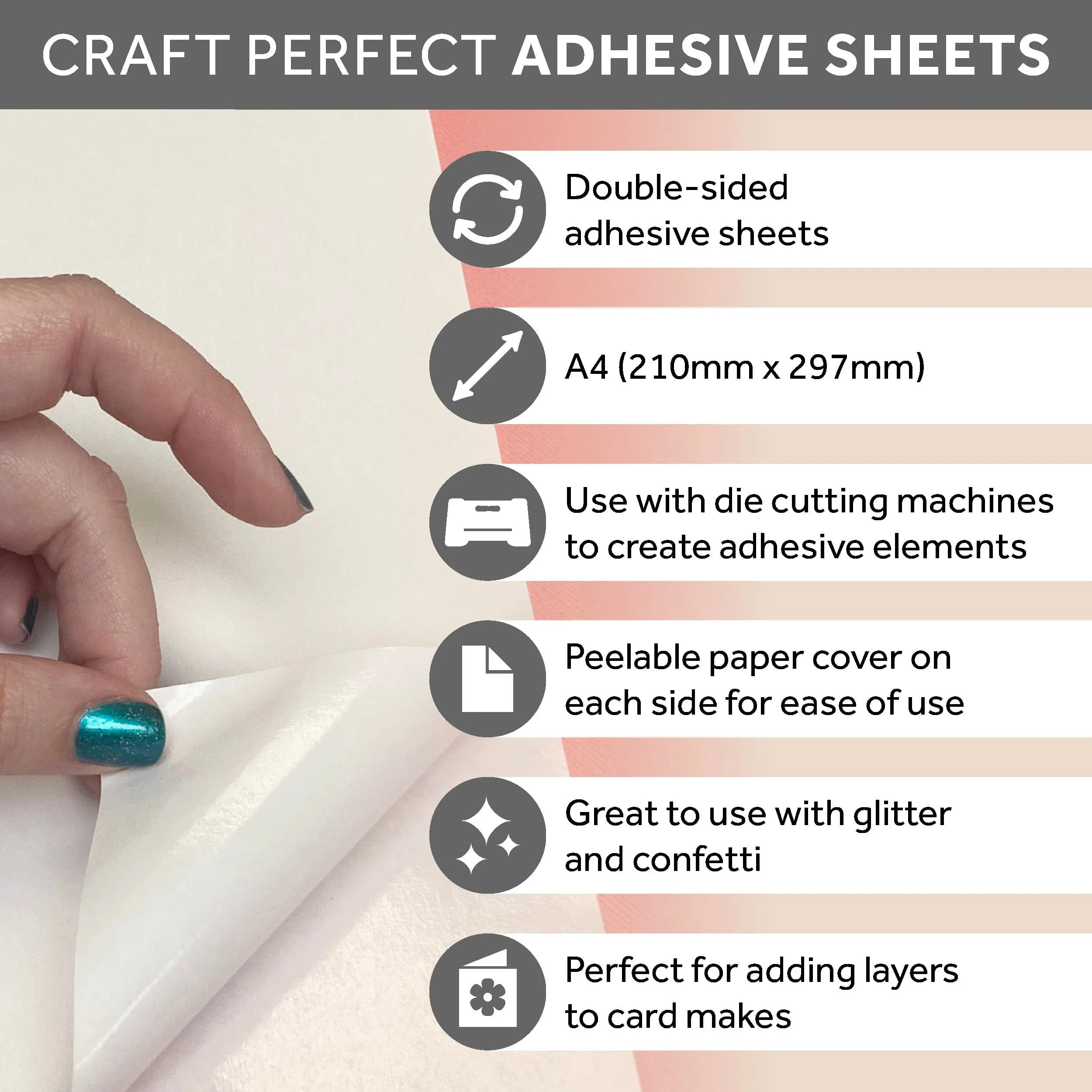 Craft Perfect - Adhesives - Double Sided Adhesive Sheets - A4 - 5 Pack - 9760E