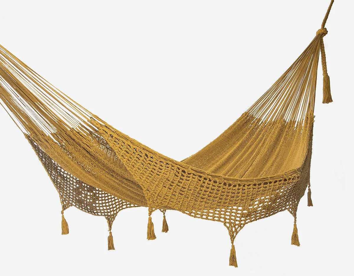 Deluxe King Outdoor Cotton Hammock in Mustard