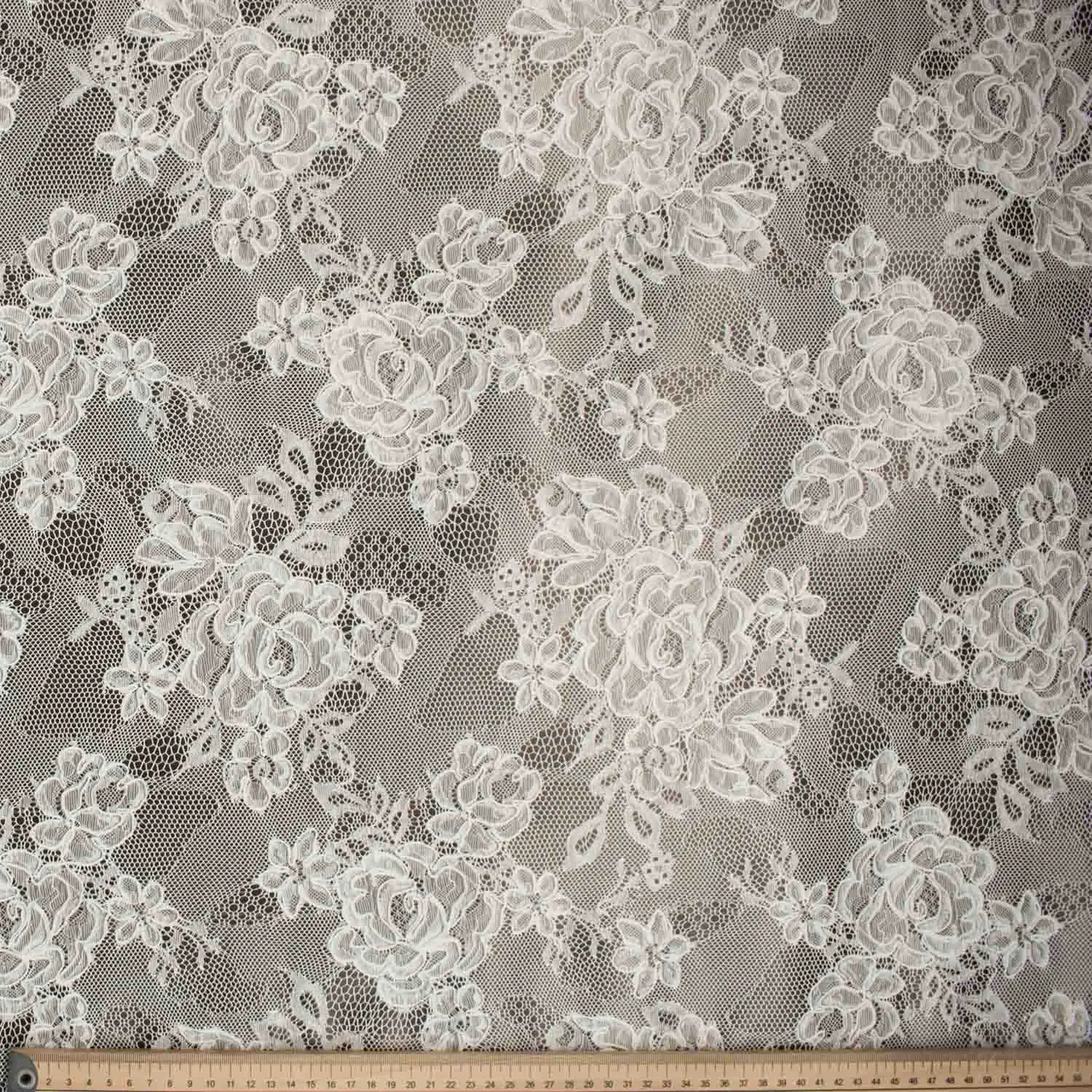 Grey Laces Plastic Tablecloth Fabric