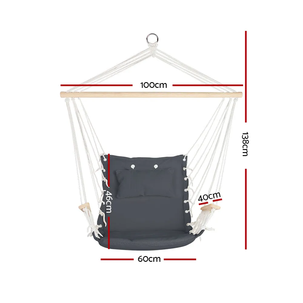 Hammock Chair Hanging with Armrest Camping Hammocks - Grey