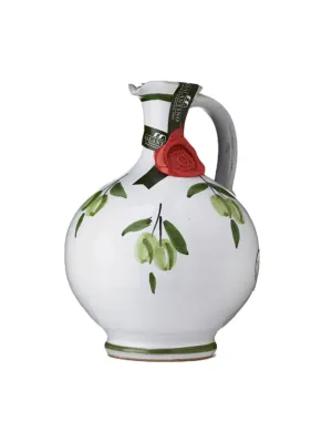 Hand-painted Galantino Extra Virgin Olive Oil Ceramic Jar - White Grapes