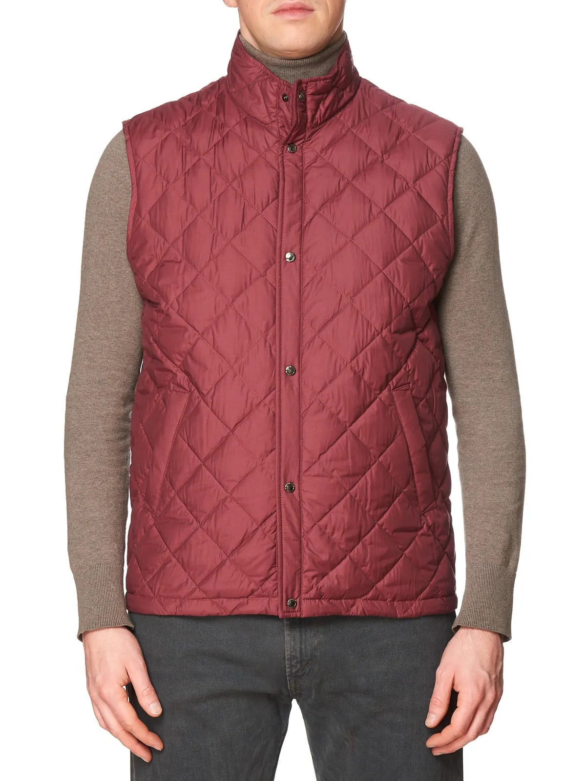 KITON KIRED Super Litek 60g "Peter" Burgundy Quilted Cotton Goose Down Vest 50 M