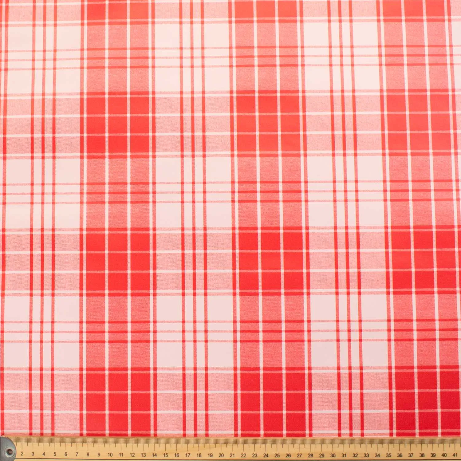 Large Red & White Checks Plastic Tablecloth Fabric