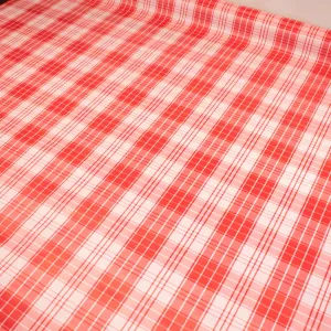 Large Red & White Checks Plastic Tablecloth Fabric