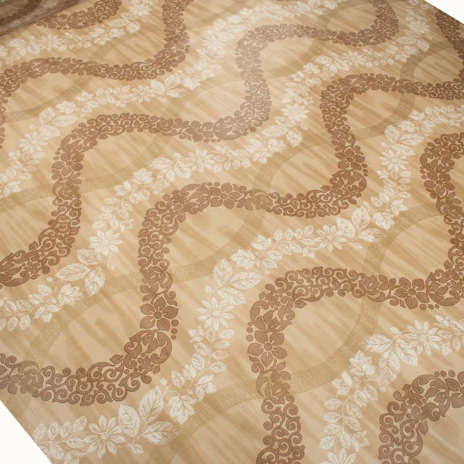 Latte Vines Wave Plastic Tablecloth Fabric