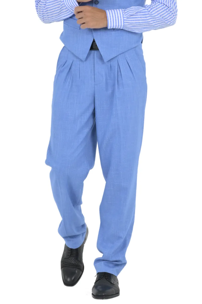 Light Blue Men's Tango Pants With Three Pleats (42,44,46)