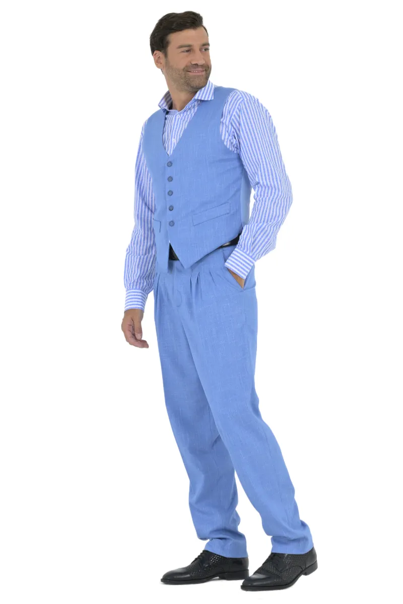 Light Blue Men's Tango Pants With Three Pleats (42,44,46)