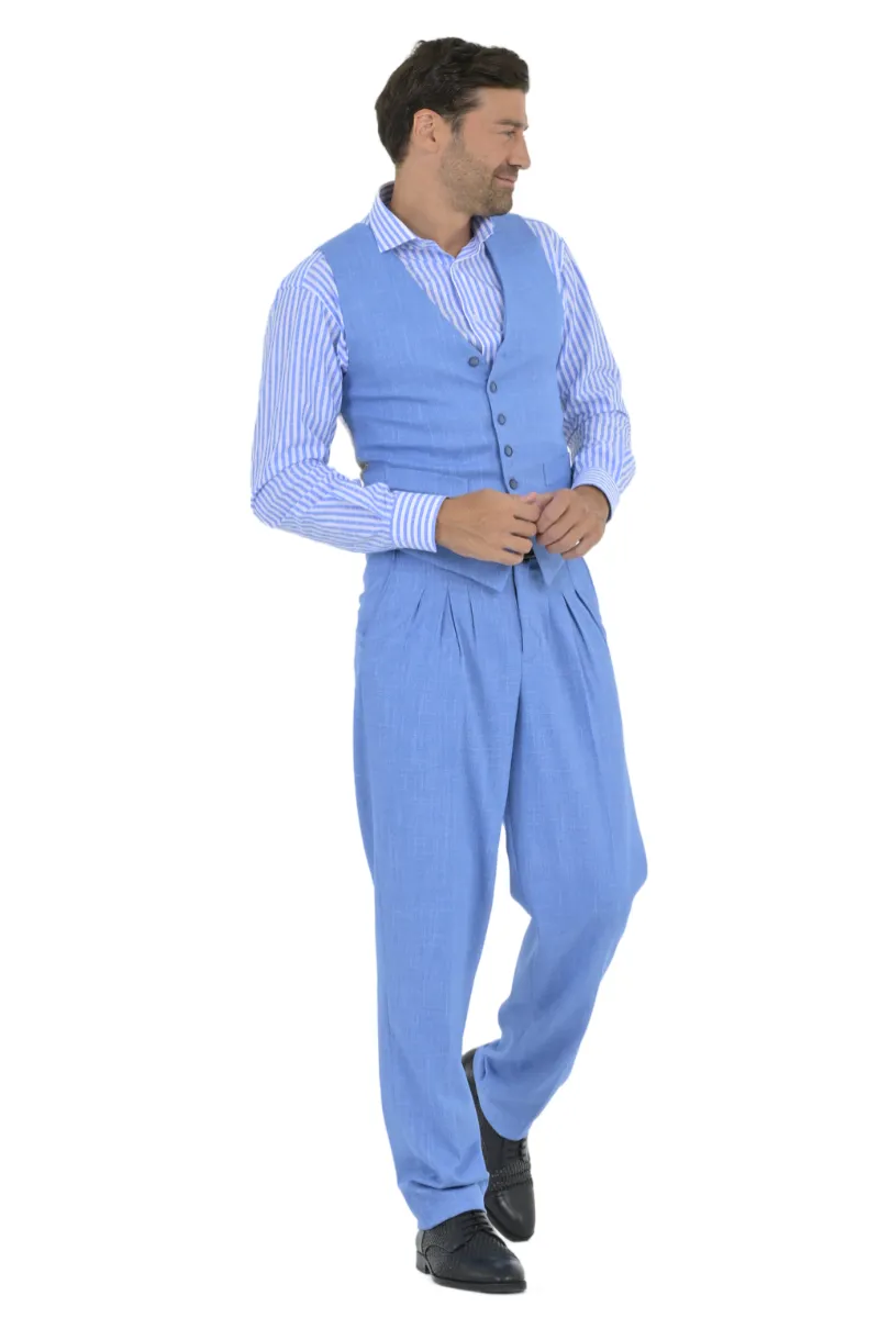 Light Blue Men's Tango Pants With Three Pleats (42,44,46)