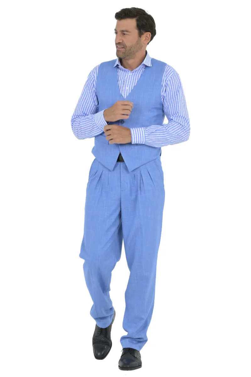 Light Blue Men's Tango Pants With Three Pleats (42,44,46)