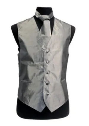 Men's Gray Vest with Neck Tie, Bow Tie, Hanky