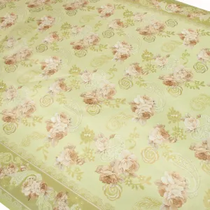 Mint Rose & Paisley Plastic Tablecloth Fabric