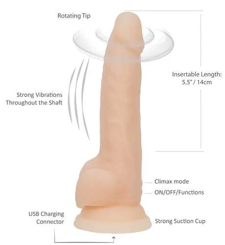 Naked Addiction 8" Rotating & Vibrating Silicone Dildo