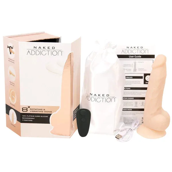 Naked Addiction 8" Rotating & Vibrating Silicone Dildo