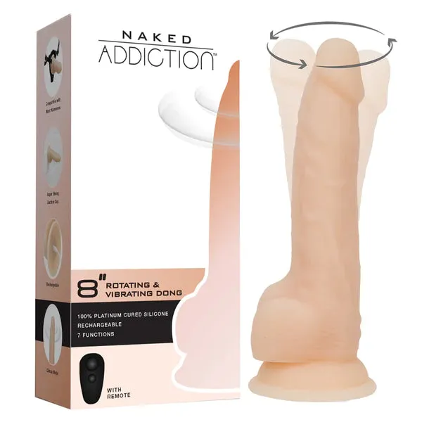 Naked Addiction 8" Rotating & Vibrating Silicone Dildo