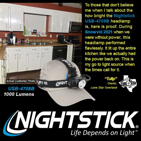 Nightstick - Adjustable Beam USB Headlamp - Li-Ion - Black