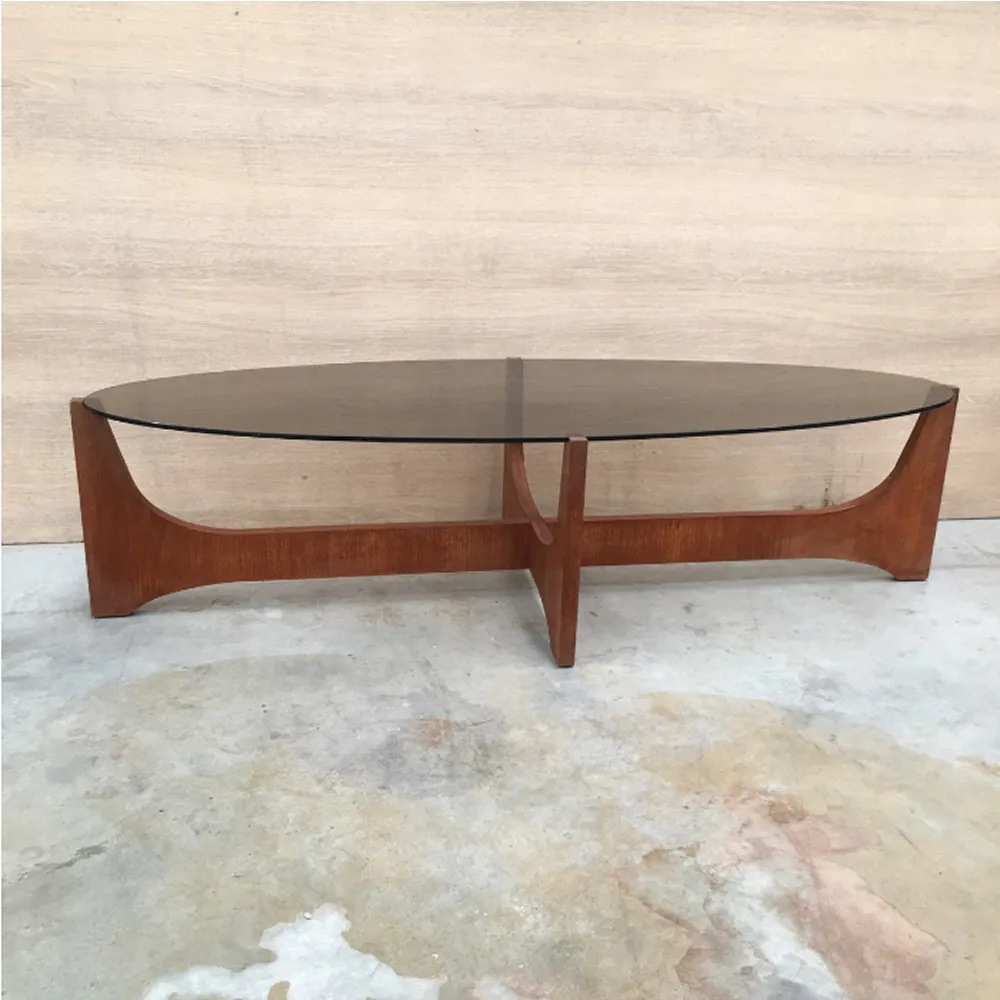 Oval Glass Coffee Table With Base Wood