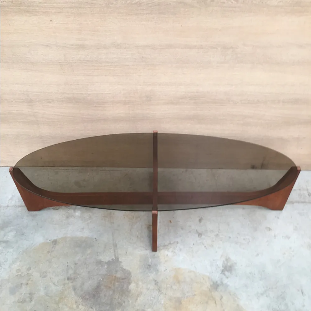 Oval Glass Coffee Table With Base Wood