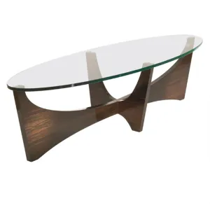 Oval Glass Coffee Table With Base Wood