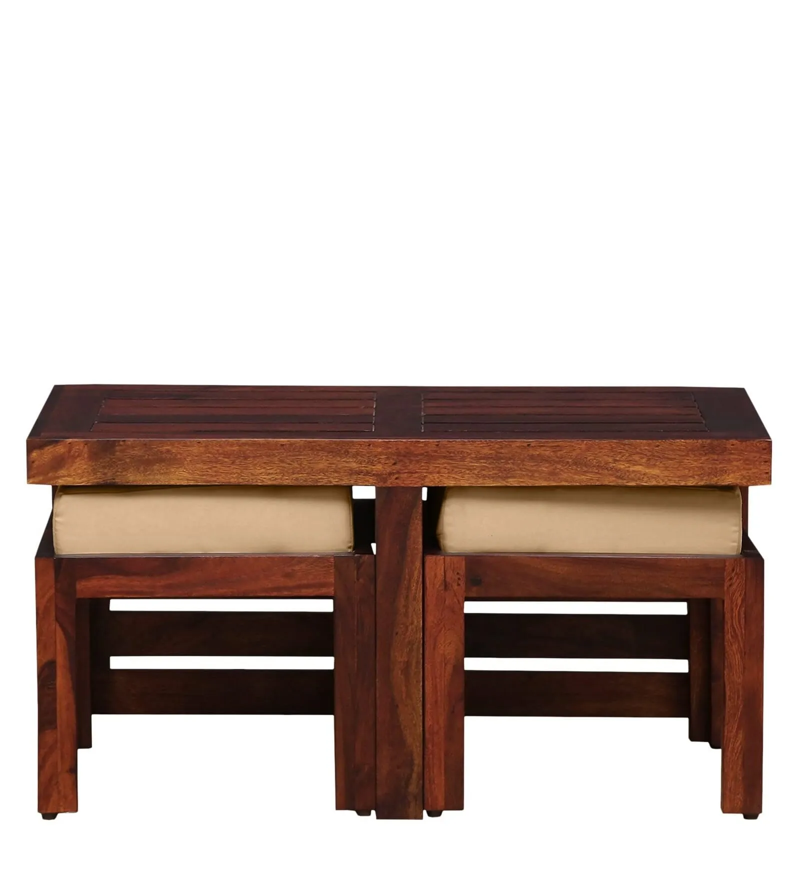 PANDIT FURNITURE ART Sheesham Wood Coffee Table with 2 Stools coffee table, coffee table with 2 stools, coffee table with 2 stools for living room, coffee table, center table