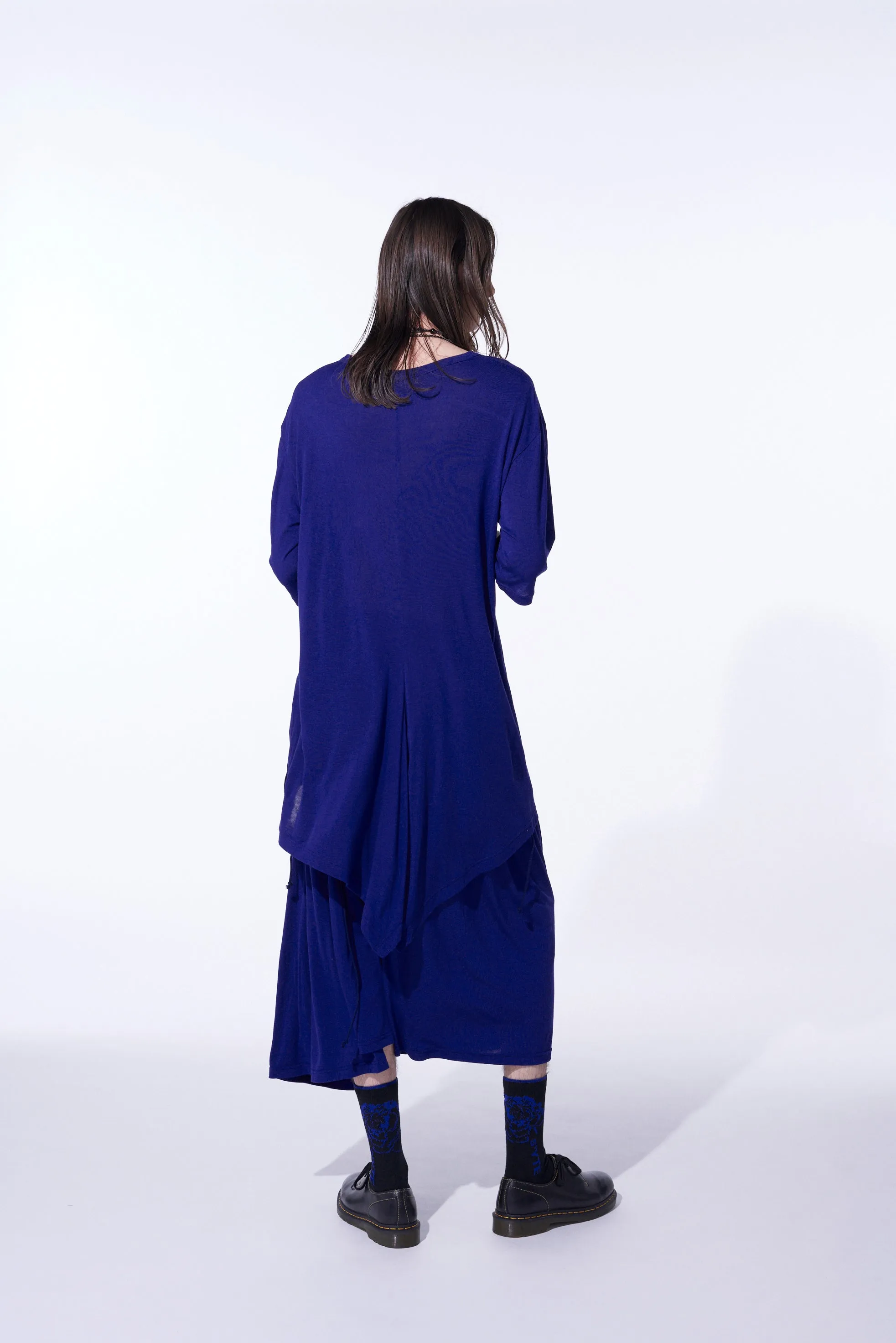 RAYON JERSEY BACK DRAPE FLARE T-SHIRT