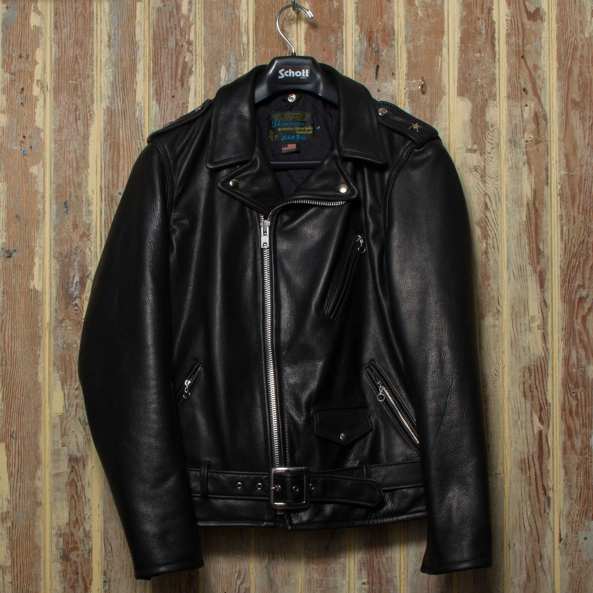 Schott NYC. 519 Black Leather Jacket