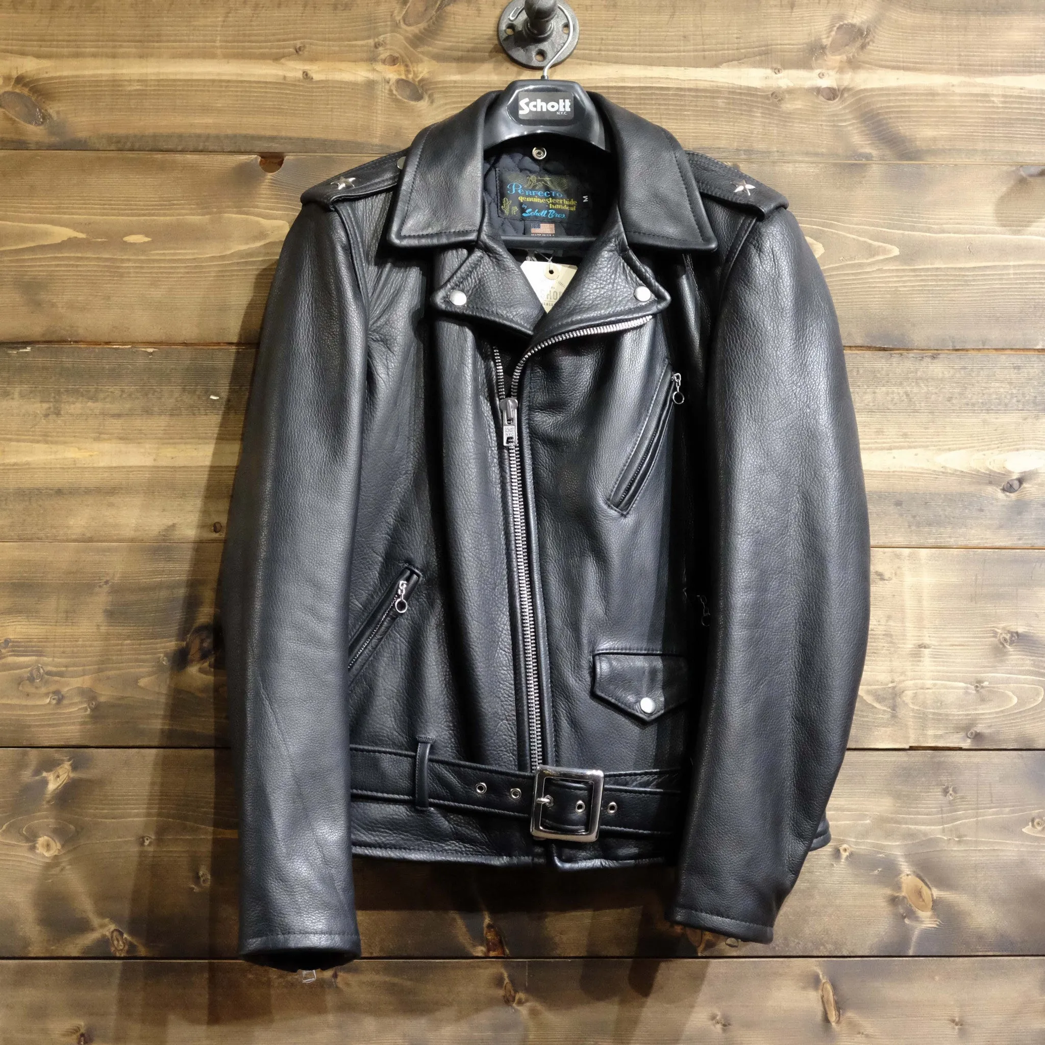 Schott NYC. 519 Black Leather Jacket