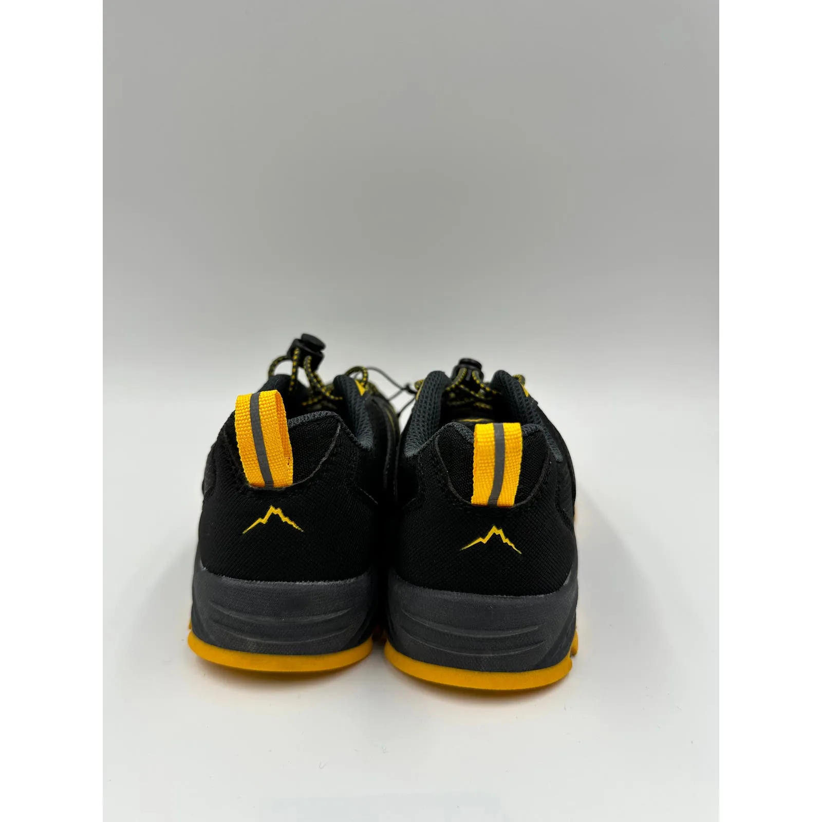 Small Kid Size 13.5, Low Top Gray Hikers w/ Yellow Accents, Elastic Laces and Rubber Toe