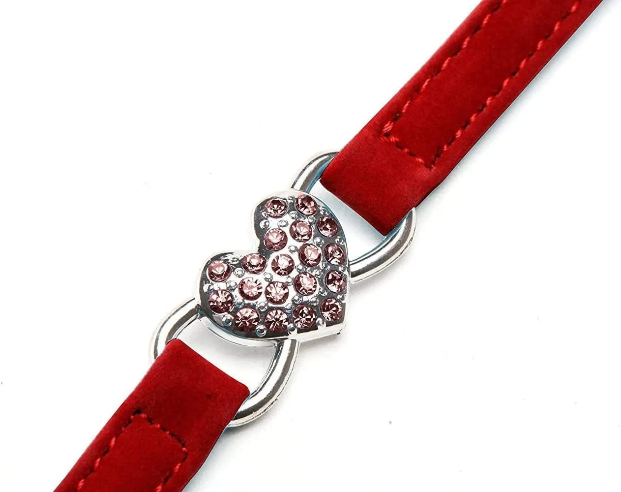 Soft Velvet Adjustable Collar with Crystal Heart