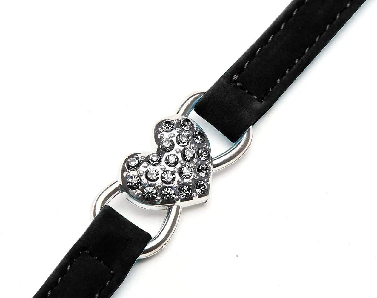 Soft Velvet Adjustable Collar with Crystal Heart