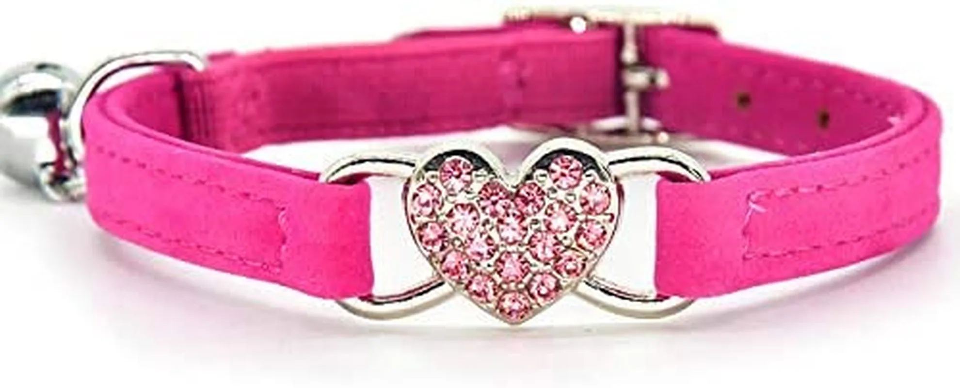 Soft Velvet Adjustable Collar with Crystal Heart