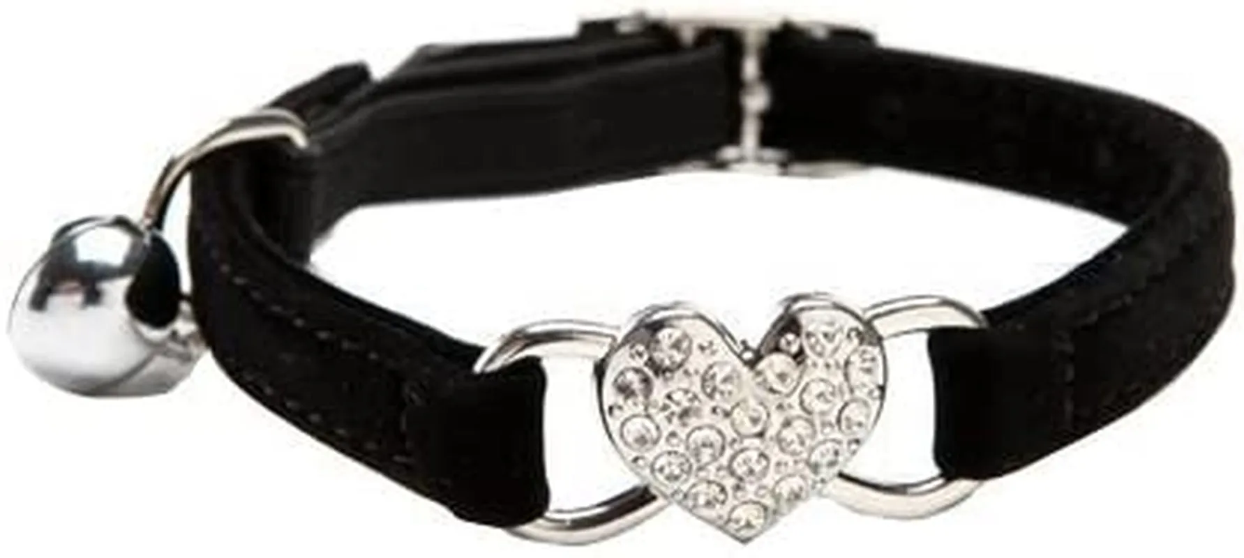 Soft Velvet Adjustable Collar with Crystal Heart