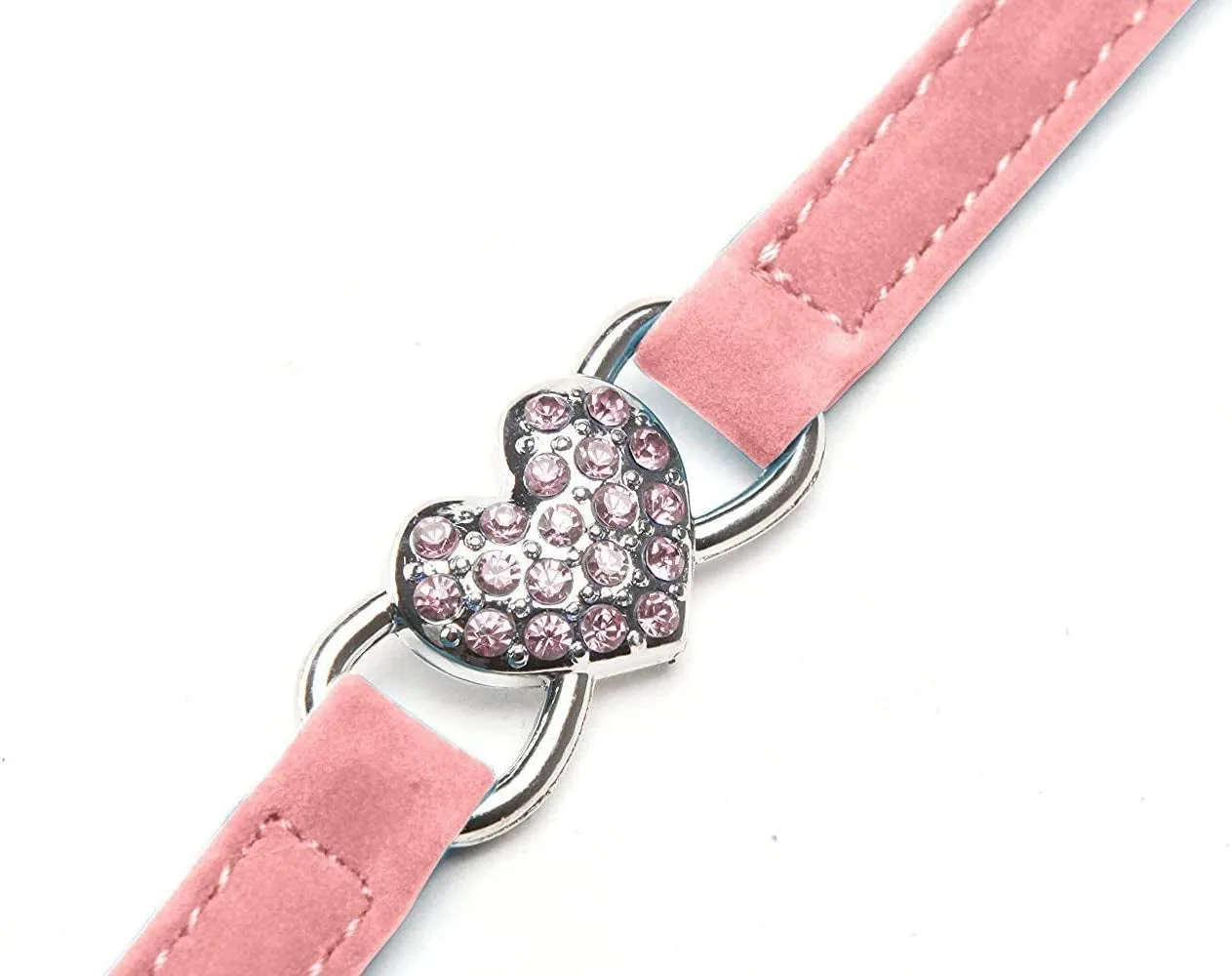 Soft Velvet Adjustable Collar with Crystal Heart