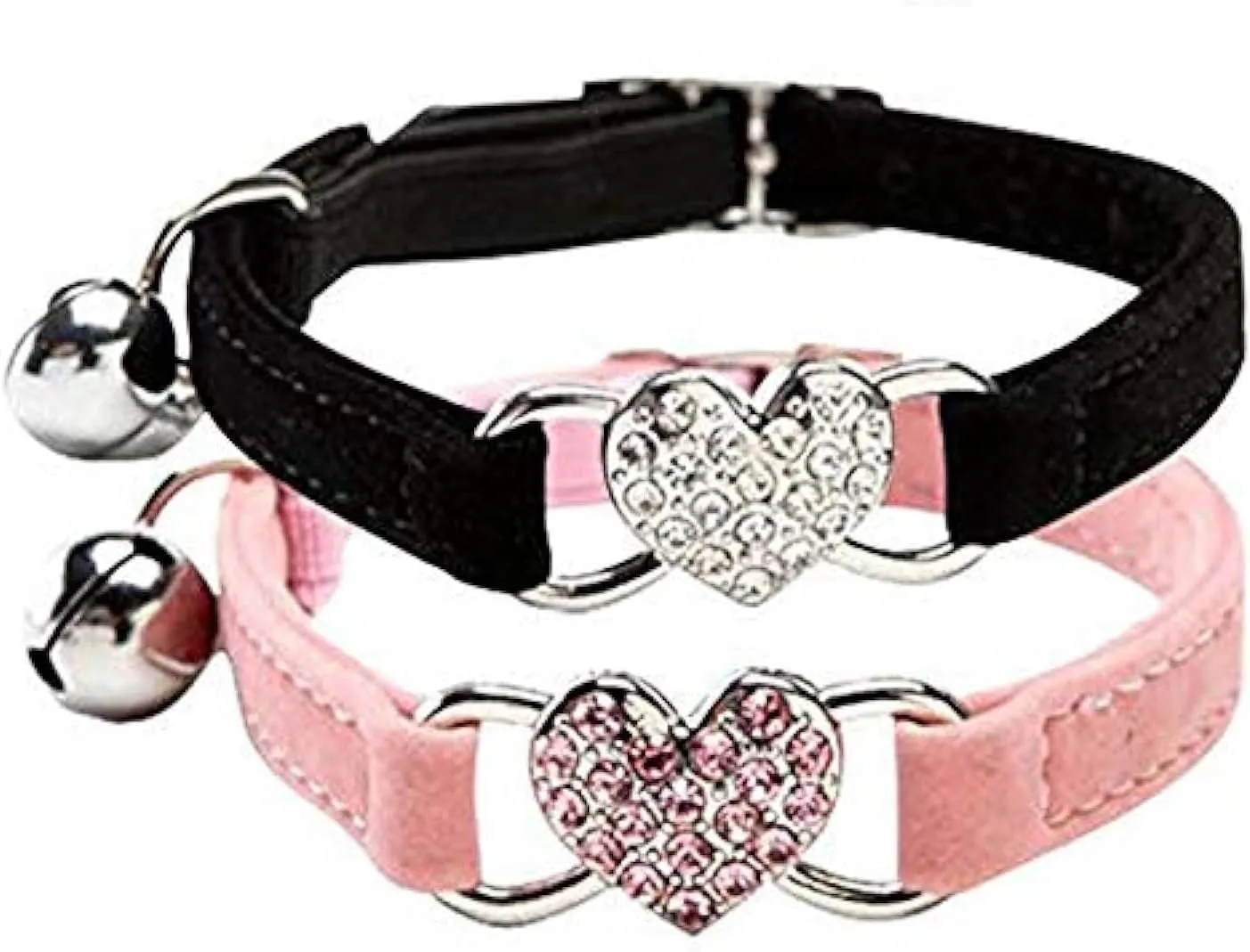 Soft Velvet Adjustable Collar with Crystal Heart