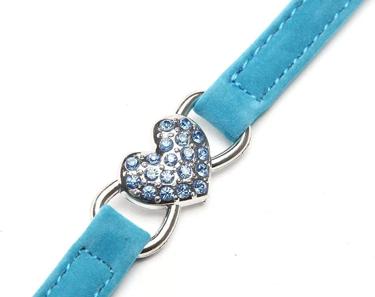 Soft Velvet Adjustable Collar with Crystal Heart